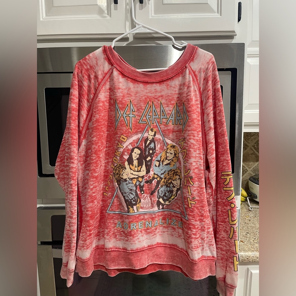 Recycled Karma Red Tie-Dye Def Leppard Hoodie